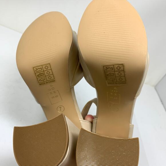 SOLD Shu Shop Geneva Platform Sandals Women's Size 7 Beige NEW - Picture 7 of 9